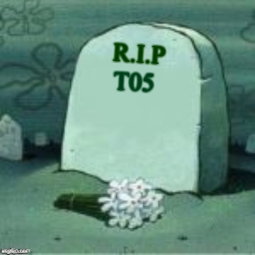 Here Lies X | R.I.P; T05 | image tagged in here lies x | made w/ Imgflip meme maker