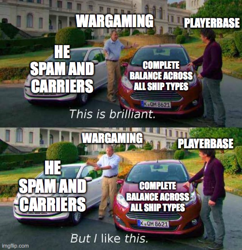 Complete Description of World of Warships | PLAYERBASE; WARGAMING; HE SPAM AND CARRIERS; COMPLETE BALANCE ACROSS ALL SHIP TYPES; WARGAMING; PLAYERBASE; HE SPAM AND CARRIERS; COMPLETE BALANCE ACROSS ALL SHIP TYPES | image tagged in top gear cars comparison | made w/ Imgflip meme maker