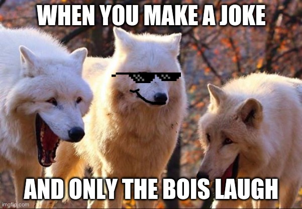 Ah yes, the bois | WHEN YOU MAKE A JOKE; AND ONLY THE BOIS LAUGH | image tagged in laughing dog | made w/ Imgflip meme maker