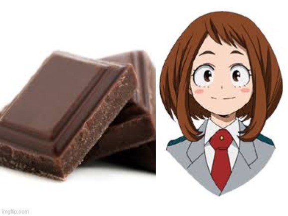Chocolate Uraraka | image tagged in mha,chocolate,oh wow are you actually reading these tags | made w/ Imgflip meme maker