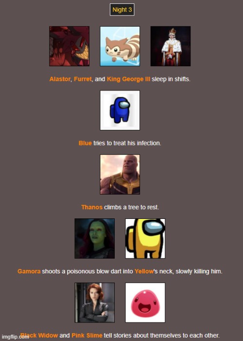 Night 3 (1) | image tagged in hunger games | made w/ Imgflip meme maker