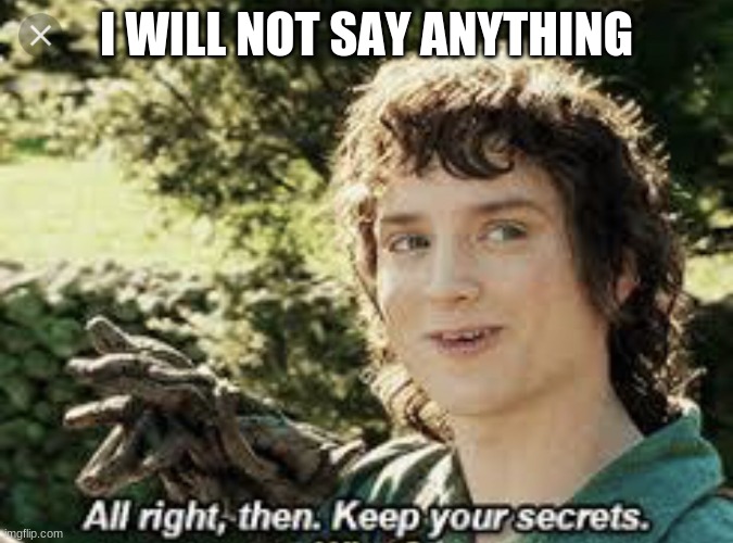 All Right Then, Keep Your Secrets | I WILL NOT SAY ANYTHING | image tagged in all right then keep your secrets | made w/ Imgflip meme maker