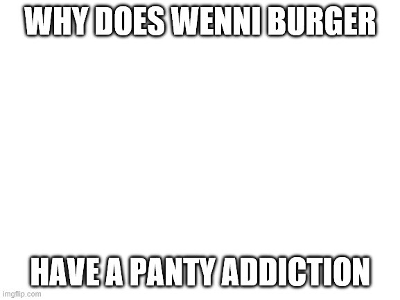 Blank White Template | WHY DOES WENNI BURGER; HAVE A PANTY ADDICTION | image tagged in blank white template | made w/ Imgflip meme maker