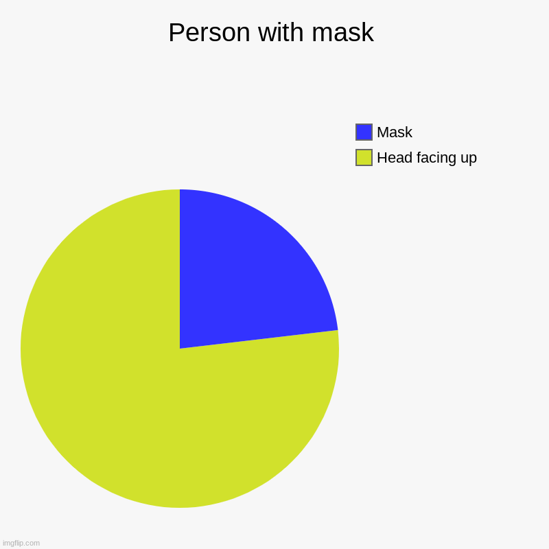 head with mask | Person with mask | Head facing up, Mask | image tagged in charts,pie charts | made w/ Imgflip chart maker