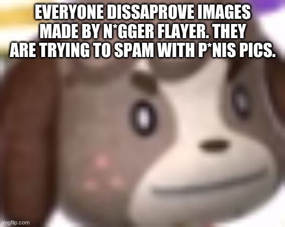 I mean it! | EVERYONE DISSAPROVE IMAGES MADE BY N*GGER FLAYER. THEY ARE TRYING TO SPAM WITH P*NIS PICS. | image tagged in digby wtf | made w/ Imgflip meme maker