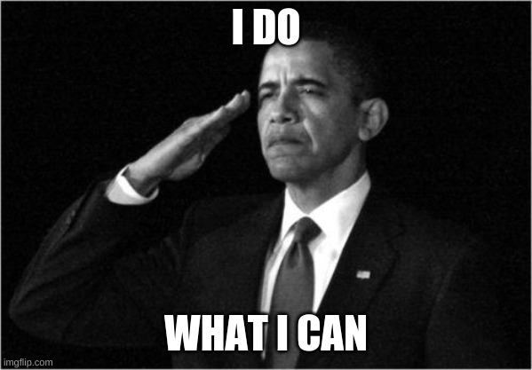 obama-salute | I DO WHAT I CAN | image tagged in obama-salute | made w/ Imgflip meme maker