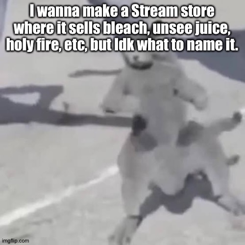 For no reason. | I wanna make a Stream store where it sells bleach, unsee juice, holy fire, etc, but Idk what to name it. | image tagged in cat nae nae | made w/ Imgflip meme maker