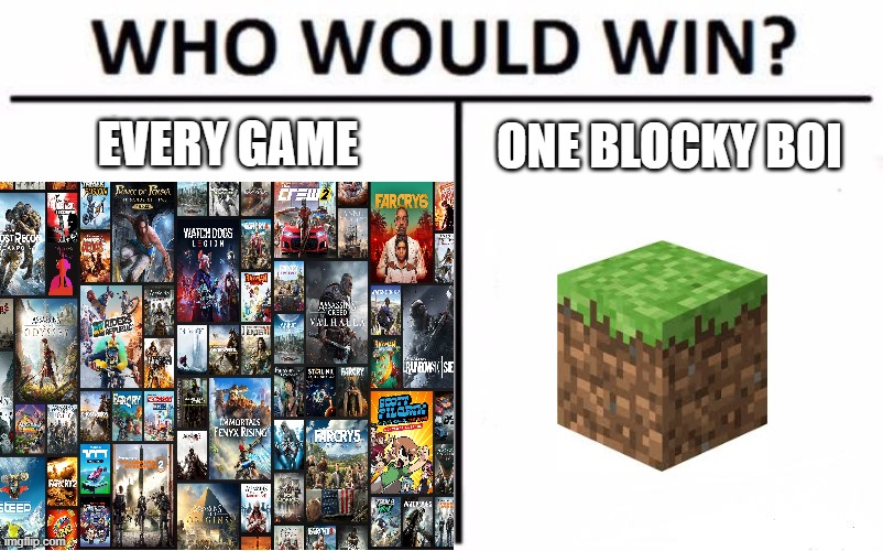 blocky boi | EVERY GAME; ONE BLOCKY BOI | image tagged in minecraft | made w/ Imgflip meme maker