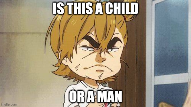 is it a child or a man |  IS THIS A CHILD; OR A MAN | image tagged in anime | made w/ Imgflip meme maker