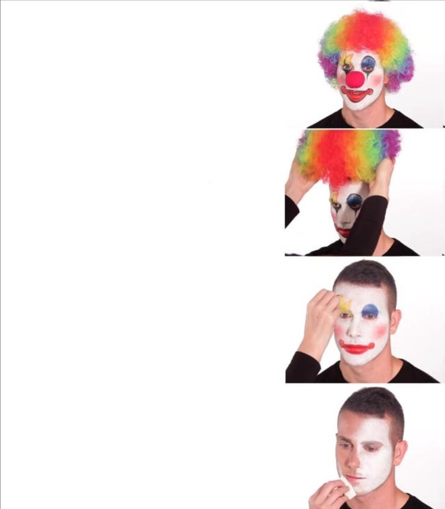 High Quality Reverse clown makeup Blank Meme Template