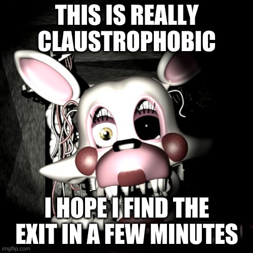 Stop the Mangle!! |  THIS IS REALLY CLAUSTROPHOBIC; I HOPE I FIND THE EXIT IN A FEW MINUTES | image tagged in stop the mangle | made w/ Imgflip meme maker
