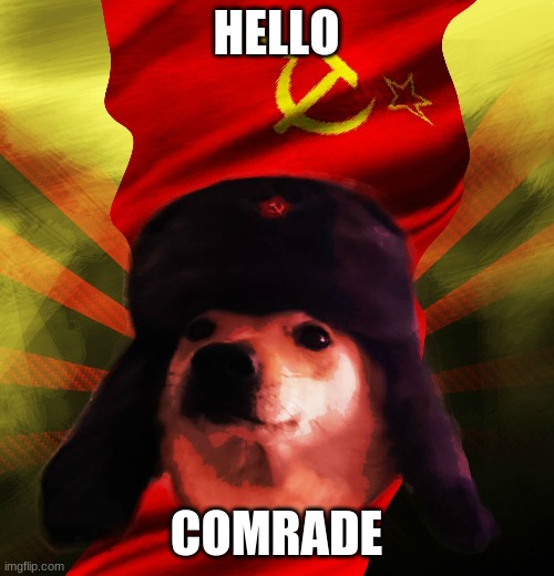 Comrade Doge | HELLO COMRADE | image tagged in comrade doge | made w/ Imgflip meme maker