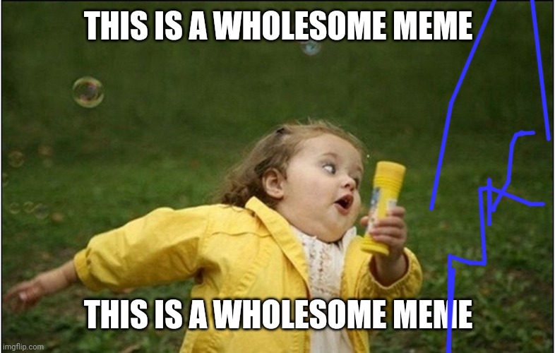 This is a wholesome meme !!!!!!!!!!!! | THIS IS A WHOLESOME MEME; THIS IS A WHOLESOME MEME | image tagged in little girl running away | made w/ Imgflip meme maker