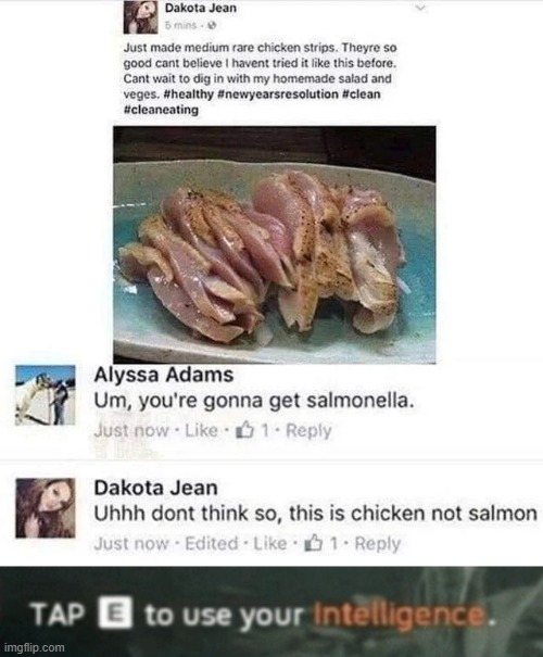Salmonella | image tagged in tap e to use your intelligence,memes,funny,chicken,salmonella | made w/ Imgflip meme maker