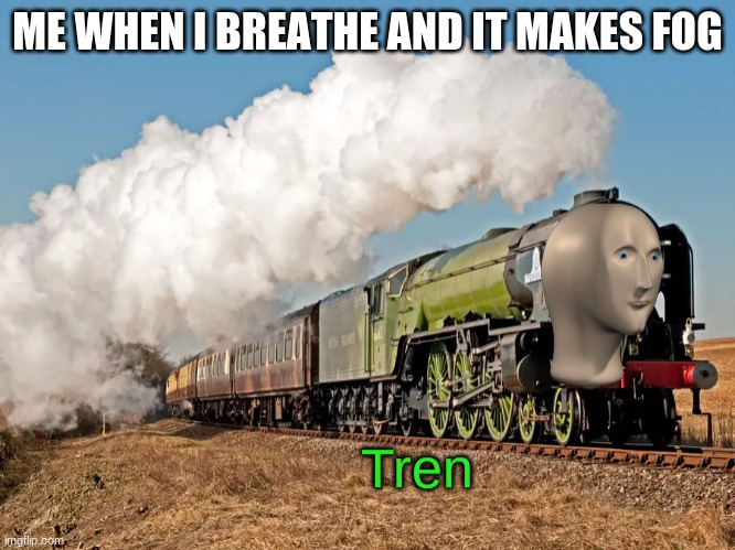 We've all done this at some point | ME WHEN I BREATHE AND IT MAKES FOG | image tagged in tren meme man train | made w/ Imgflip meme maker