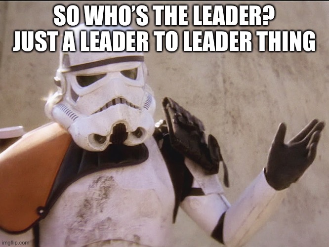 Move along sand trooper star wars | SO WHO’S THE LEADER?
JUST A LEADER TO LEADER THING | image tagged in move along sand trooper star wars | made w/ Imgflip meme maker