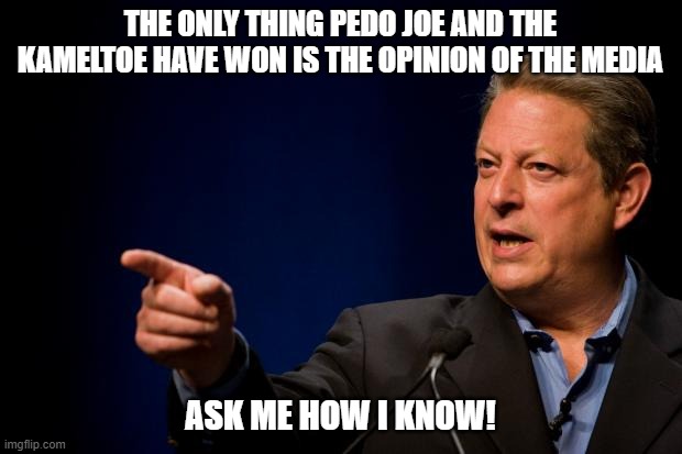 He does know better than anyone. | THE ONLY THING PEDO JOE AND THE KAMELTOE HAVE WON IS THE OPINION OF THE MEDIA; ASK ME HOW I KNOW! | image tagged in al gore troll,pedo joe is not anyones president,keep america great | made w/ Imgflip meme maker
