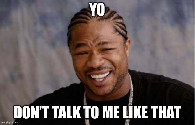 Yo Dawg Heard You | YO; DON’T TALK TO ME LIKE THAT | image tagged in memes,yo dawg heard you | made w/ Imgflip meme maker