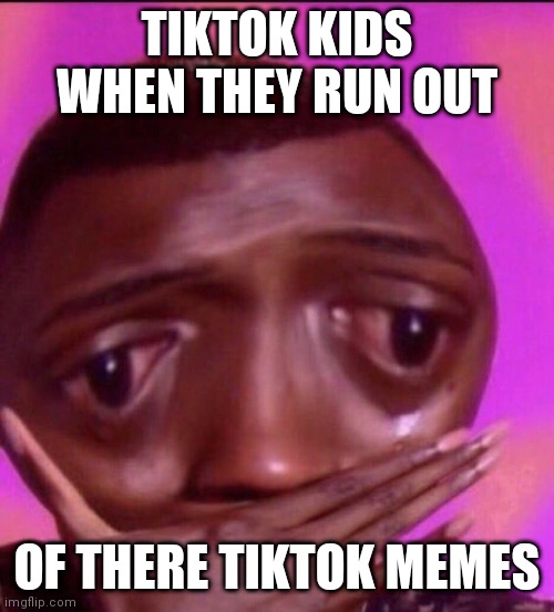 Tiktok kids be like | TIKTOK KIDS WHEN THEY RUN OUT; OF THERE TIKTOK MEMES | image tagged in tiktok | made w/ Imgflip meme maker