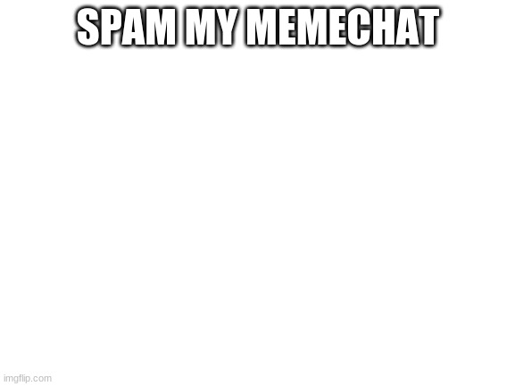 E | SPAM MY MEMECHAT | image tagged in blank white template | made w/ Imgflip meme maker
