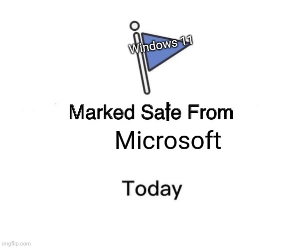 That is sale guys | Windows 11; l; Microsoft | image tagged in memes,marked safe from | made w/ Imgflip meme maker