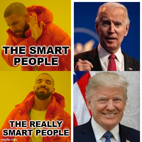 the smart things | THE SMART
PEOPLE; THE REALLY SMART PEOPLE | image tagged in memes,drake hotline bling | made w/ Imgflip meme maker