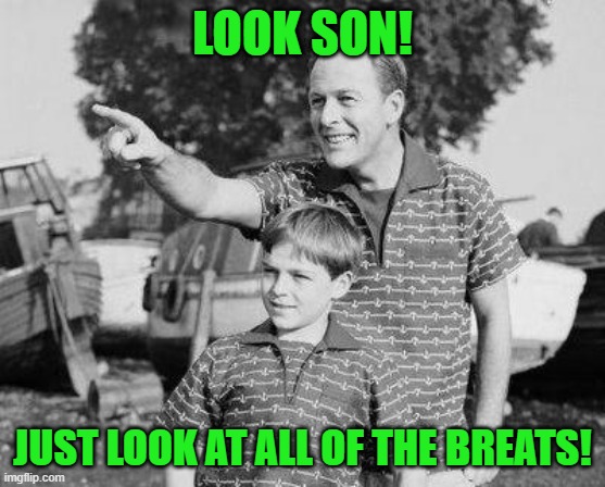Look Son Meme | LOOK SON! JUST LOOK AT ALL OF THE BREATS! | image tagged in memes,look son | made w/ Imgflip meme maker