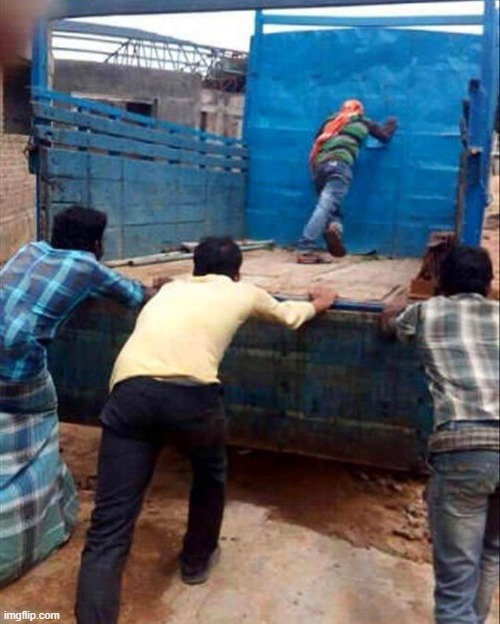Truck push | image tagged in truck push | made w/ Imgflip meme maker