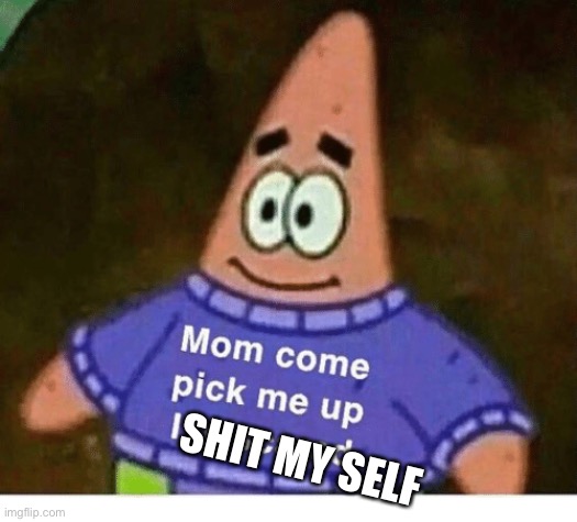 mom pick me up i'm scared | SHIT MY SELF | image tagged in mom pick me up i'm scared | made w/ Imgflip meme maker