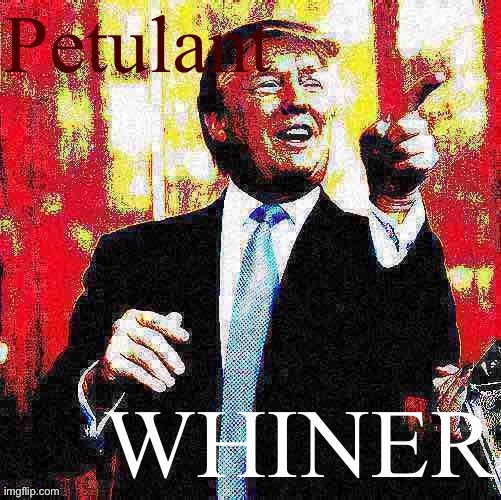 Challenge time: Describe 45 in two words or less | image tagged in trump petulant whiner,whiners,whine,donald trump is an idiot,trump is a moron,trump is an asshole | made w/ Imgflip meme maker