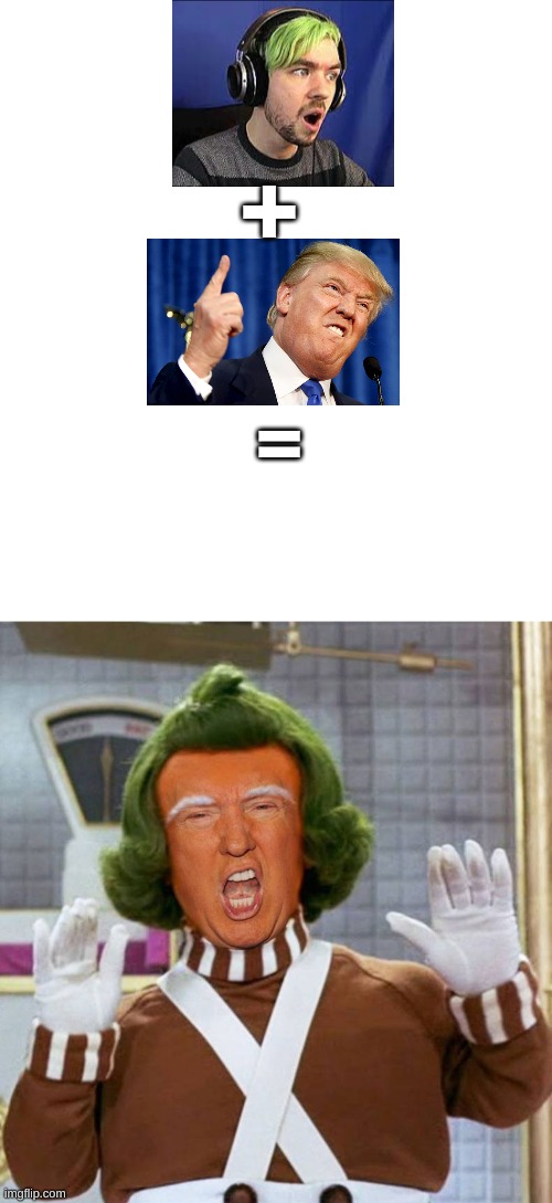 plz correct me if im wrong | +; = | image tagged in blank white template,trump oompa loompa | made w/ Imgflip meme maker