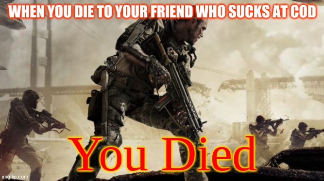 Call of duty | WHEN YOU DIE TO YOUR FRIEND WHO SUCKS AT COD; You Died | image tagged in call of duty | made w/ Imgflip meme maker