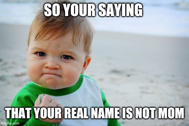 Here have some good memes of 2012 | SO YOUR SAYING; THAT YOUR REAL NAME IS NOT MOM | image tagged in memes,success kid original | made w/ Imgflip meme maker