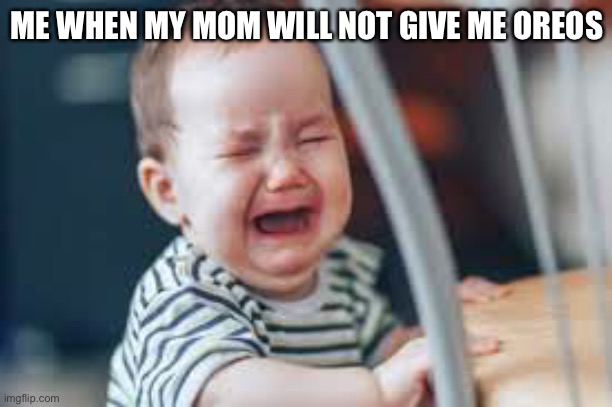 Very funny | ME WHEN MY MOM WILL NOT GIVE ME OREOS | image tagged in crying baby | made w/ Imgflip meme maker