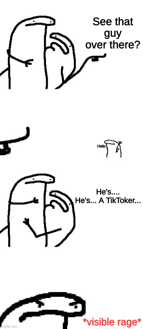 He's a W H A T?!? | See that guy over there? Helo; He's.... He's... A TikToker... *visible rage* | image tagged in do you see the guy other there,tik tok sucks,memes,rage,funny | made w/ Imgflip meme maker