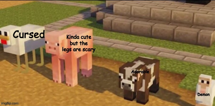 Kinda cute but the legs are scary; Cursed; Adorable; Demon | made w/ Imgflip meme maker