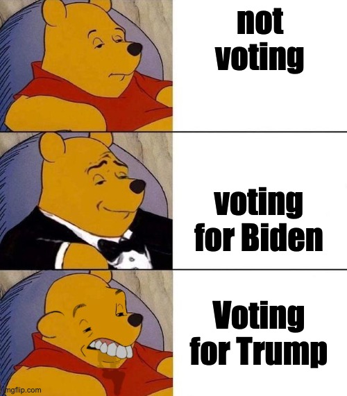Best,Better, Blurst | not voting; voting for Biden; Voting for Trump | image tagged in best better blurst | made w/ Imgflip meme maker