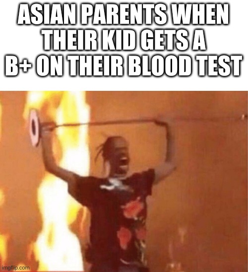 angry black man | ASIAN PARENTS WHEN THEIR KID GETS A B+ ON THEIR BLOOD TEST | image tagged in angry black man | made w/ Imgflip meme maker