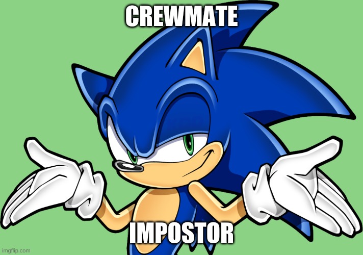 Hmmmm | CREWMATE; IMPOSTOR | image tagged in sonic,among us,crewmate,impostor,idk | made w/ Imgflip meme maker