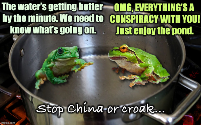 The Chinese Are Incrementally Turning Up The Heat On Americans | image tagged in memes,frogs,china,chinese,chinese threat,election 2020 | made w/ Imgflip meme maker