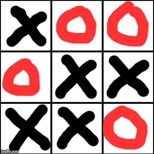 Oh fuck... (only tic-tac-toe players will understand) | image tagged in 3x3 grid alignment meme | made w/ Imgflip meme maker