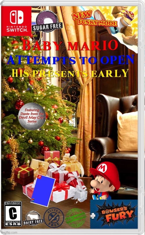 Baby Mario Attempts to Open His Presents Early | Christmas; C | made w/ Imgflip meme maker