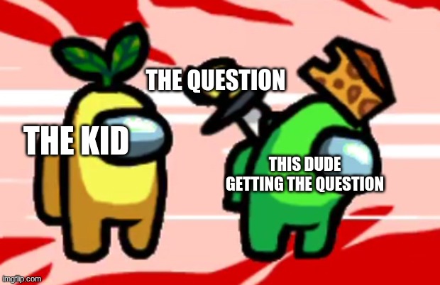 Among Us Stab | THIS DUDE GETTING THE QUESTION THE QUESTION THE KID | image tagged in among us stab | made w/ Imgflip meme maker