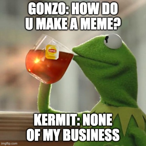 But That's None Of My Business | GONZO: HOW DO U MAKE A MEME? KERMIT: NONE OF MY BUSINESS | image tagged in memes,but that's none of my business,kermit the frog | made w/ Imgflip meme maker