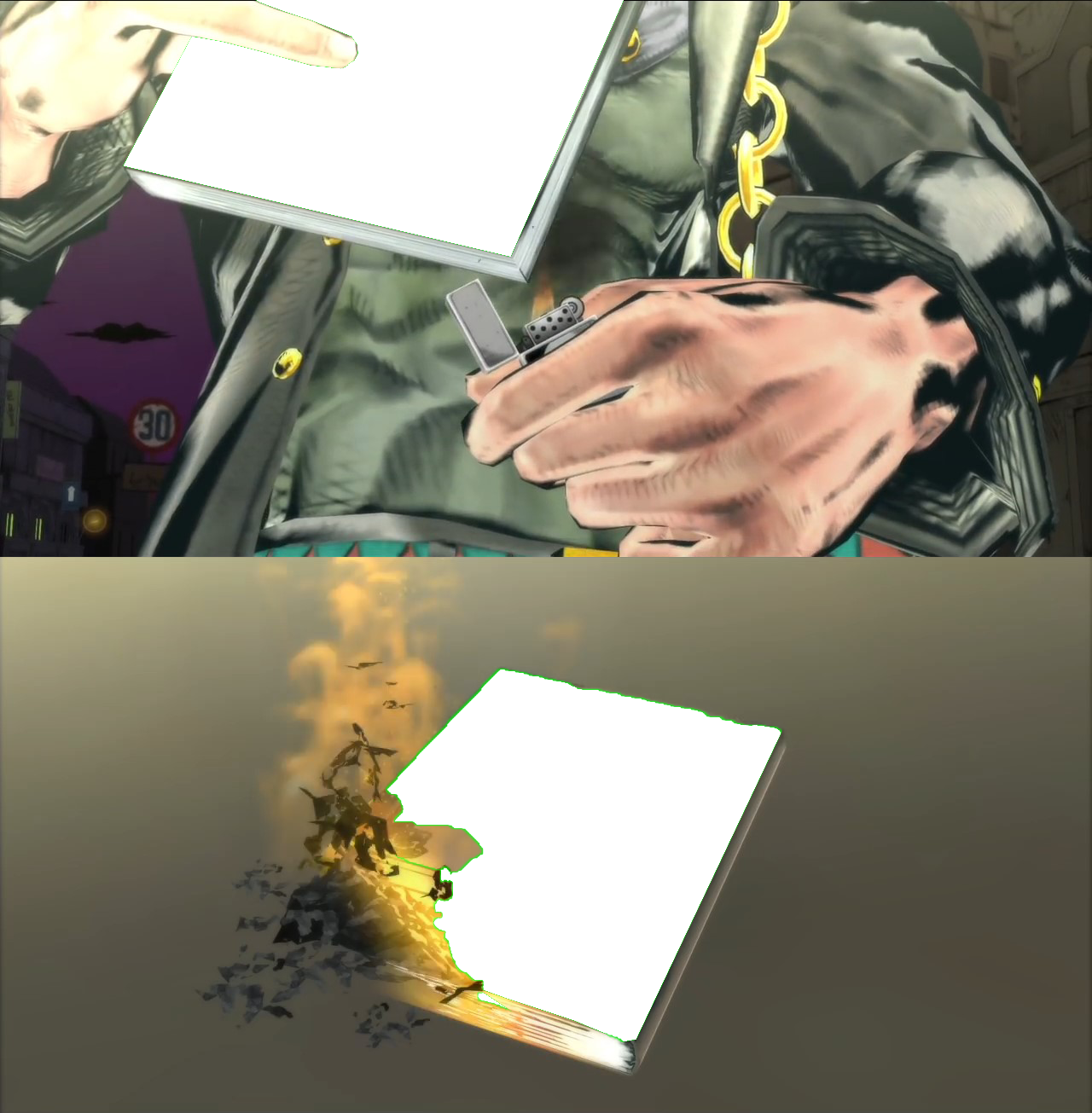 High Quality jojo buring picture Blank Meme Template
