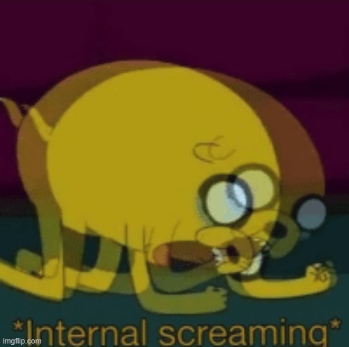 Jake The Dog Internal Screaming | image tagged in jake the dog internal screaming | made w/ Imgflip meme maker