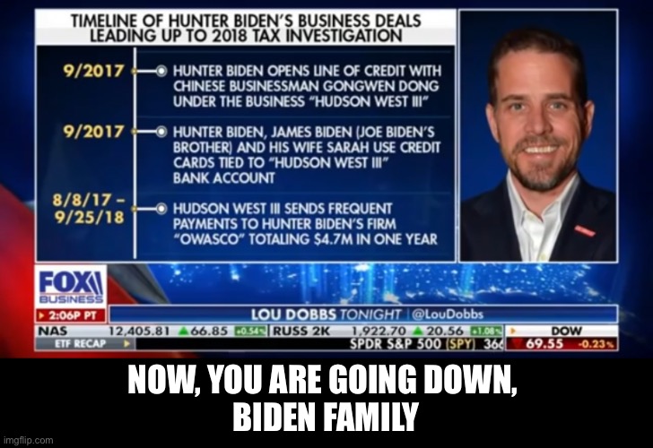 NOW, YOU ARE GOING DOWN, 
BIDEN FAMILY | made w/ Imgflip meme maker