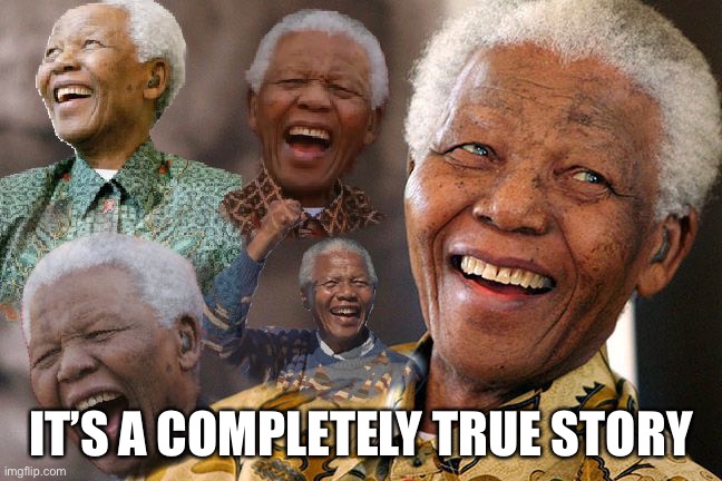 Mandela Laughing in Quarantine | IT’S A COMPLETELY TRUE STORY | image tagged in mandela laughing in quarantine | made w/ Imgflip meme maker