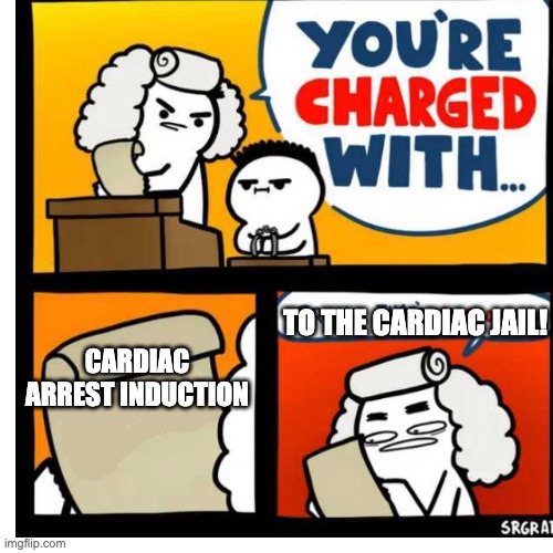 You're Charged With | CARDIAC ARREST INDUCTION TO THE CARDIAC JAIL! | image tagged in you're charged with | made w/ Imgflip meme maker