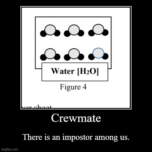 There is an impostor molecule among us | image tagged in funny,demotivationals,among us meeting,among us,impostor | made w/ Imgflip demotivational maker
